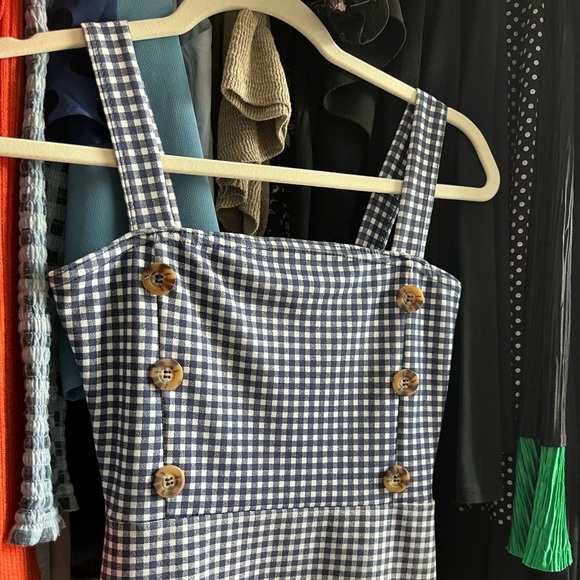 PLT Navy Gingham Bodycon Dress - Picture 2 of 6